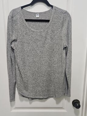 Old Navy Gray Ribbed Long Sleeve Top